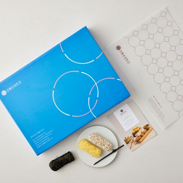 사임당에프앤비,강릉은정한과 강정화 2단 선물세트+보자기 포장 (수제 유과 전통 한과 답례품 명절 설날 추석선물)