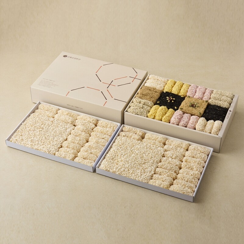 사임당에프앤비,강릉은정한과 해당화 3단 선물세트+보자기포장 (전통 한과 수제 유과 답례품 명절 설날 추석선물)