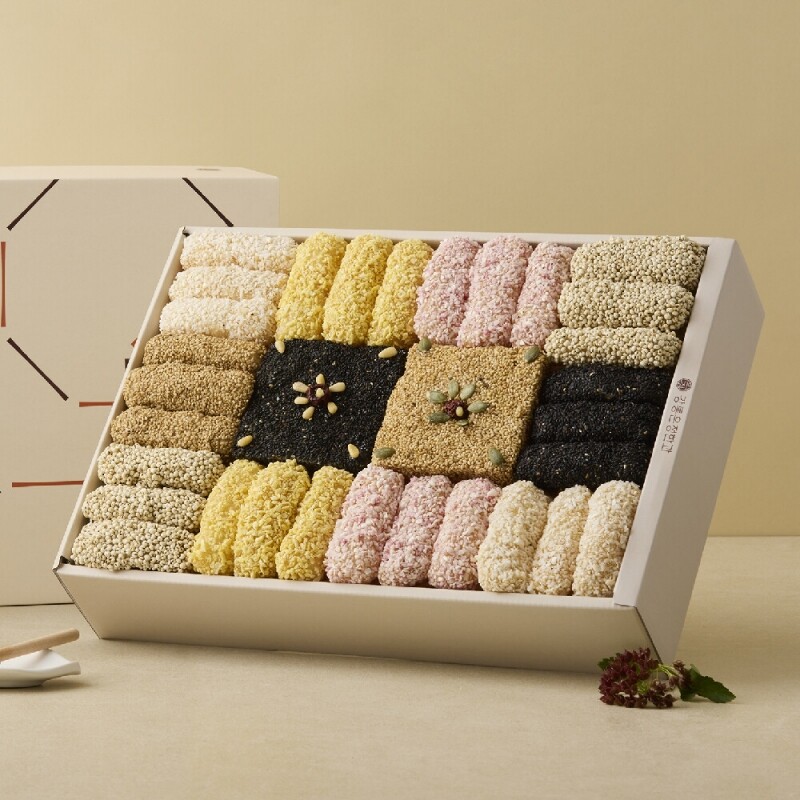 사임당에프앤비,강릉은정한과 해당화 3단 선물세트+보자기포장 (전통 한과 수제 유과 답례품 명절 설날 추석선물)