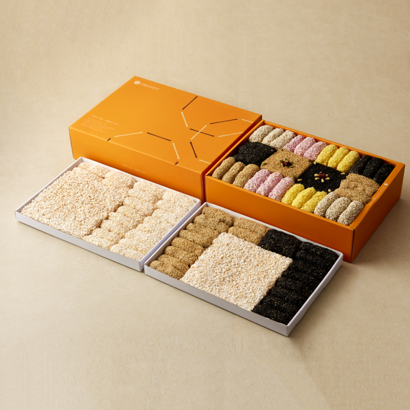 사임당에프앤비,강릉은정한과 능소화 3단 선물세트+보자기 (전통 한과 유과 수제 답례품 명절 설날 추석선물)